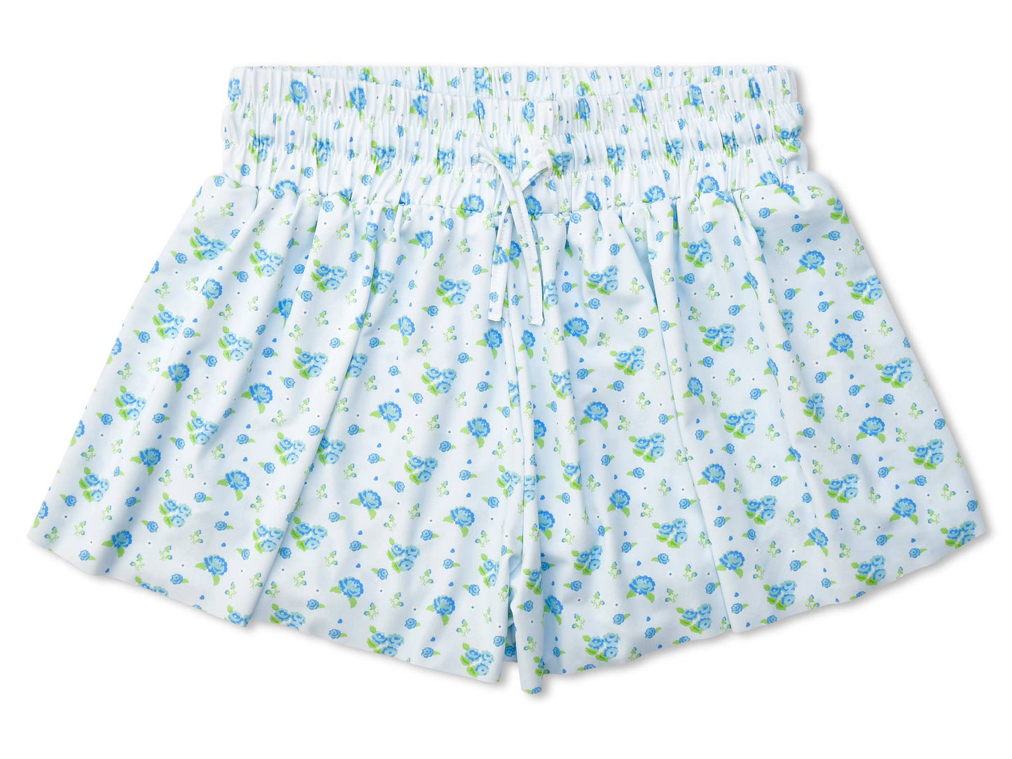 blue floral butterfly shorts