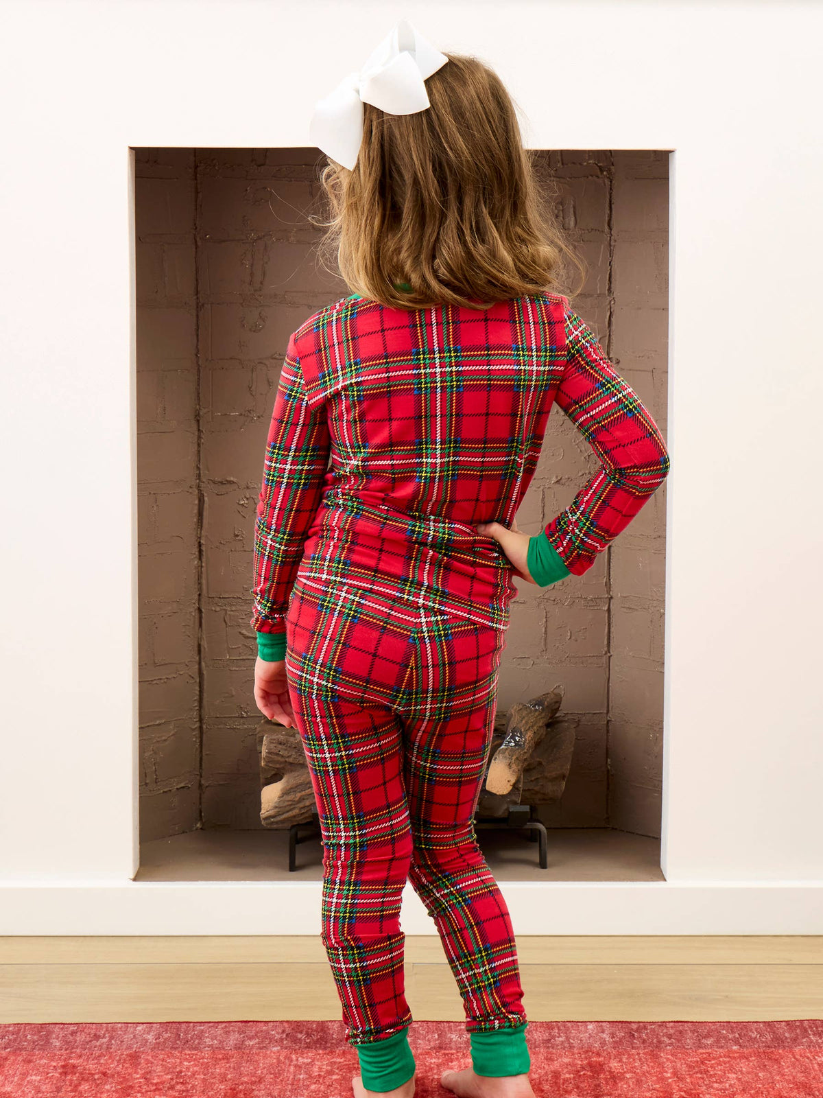 SoftSnooze™ Kids Bamboo Viscose Red Nicholas Plaid Long Sleeve Pajama Set