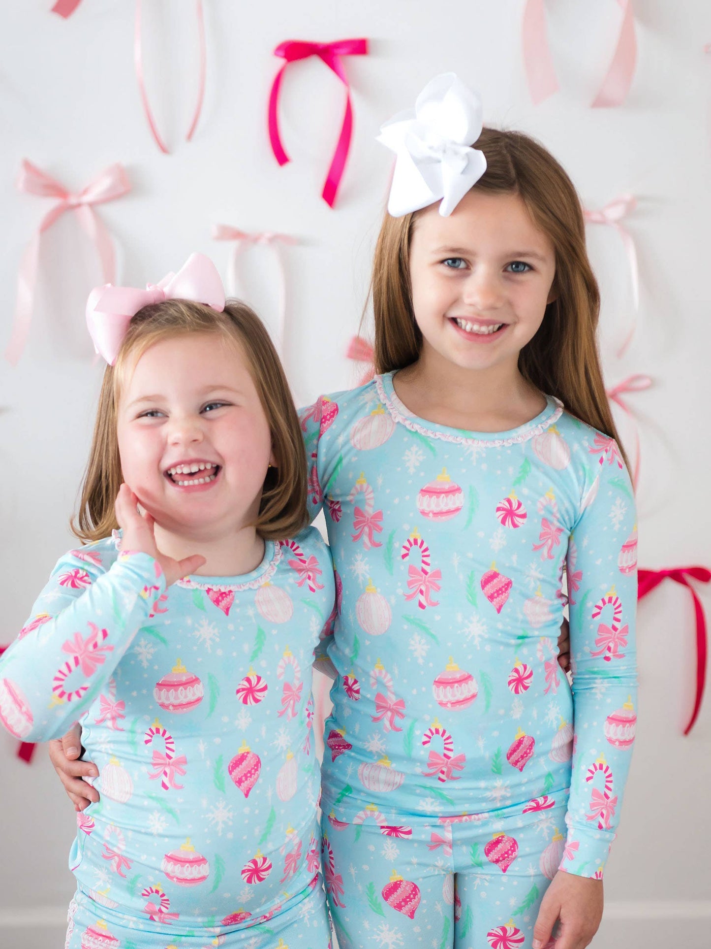 SoftSnooze™ Toddler Girls Bamboo Viscose Ornament Dreams Ruffle Long Sleeve Pajama Set with Signature Rear Ruffles