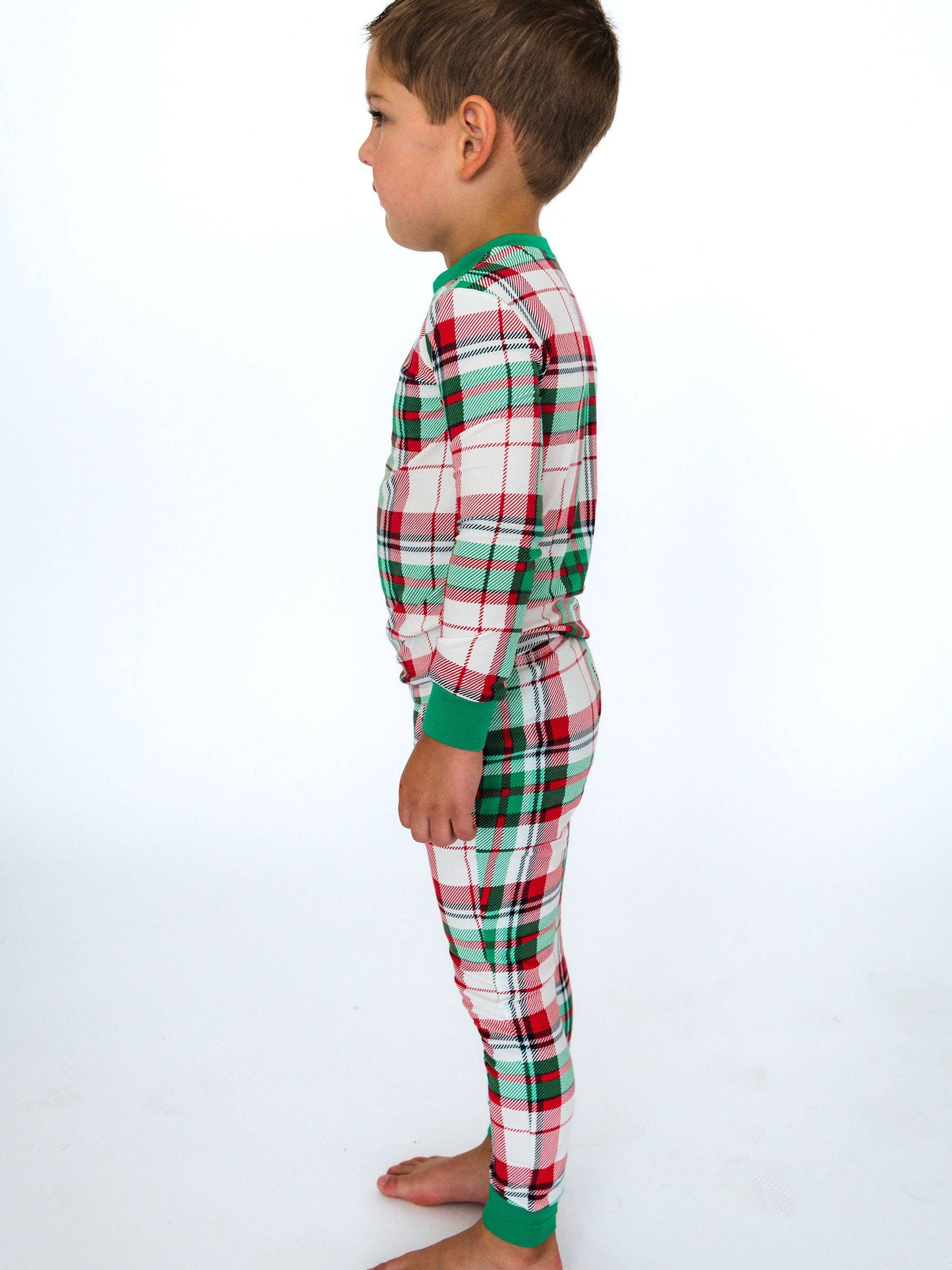 SoftSnooze™ Boys Cotton Modal Dashing Dreams Plaid Long Sleeve Pajama Set