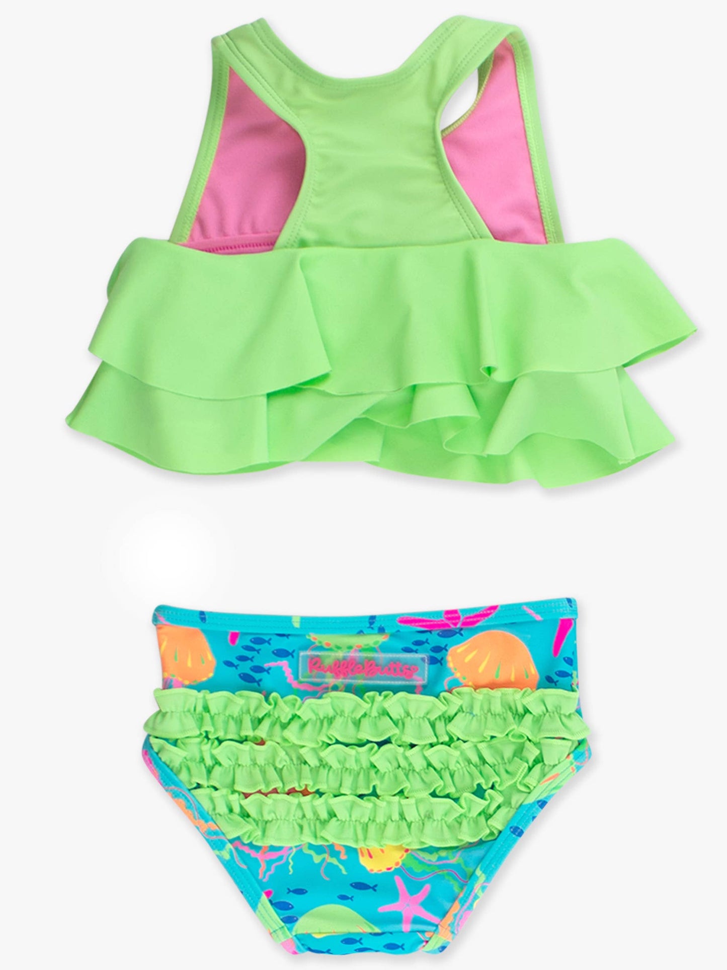Girls Neon Jelly Time Flounce Bikini 2-Piece Swimsuit with Signature Rear Ruffles
