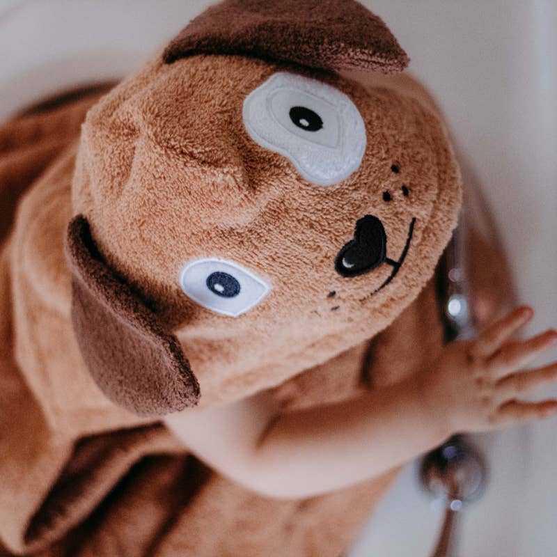 Dog hooded towel for toddlers ages 2 to 8 years old
