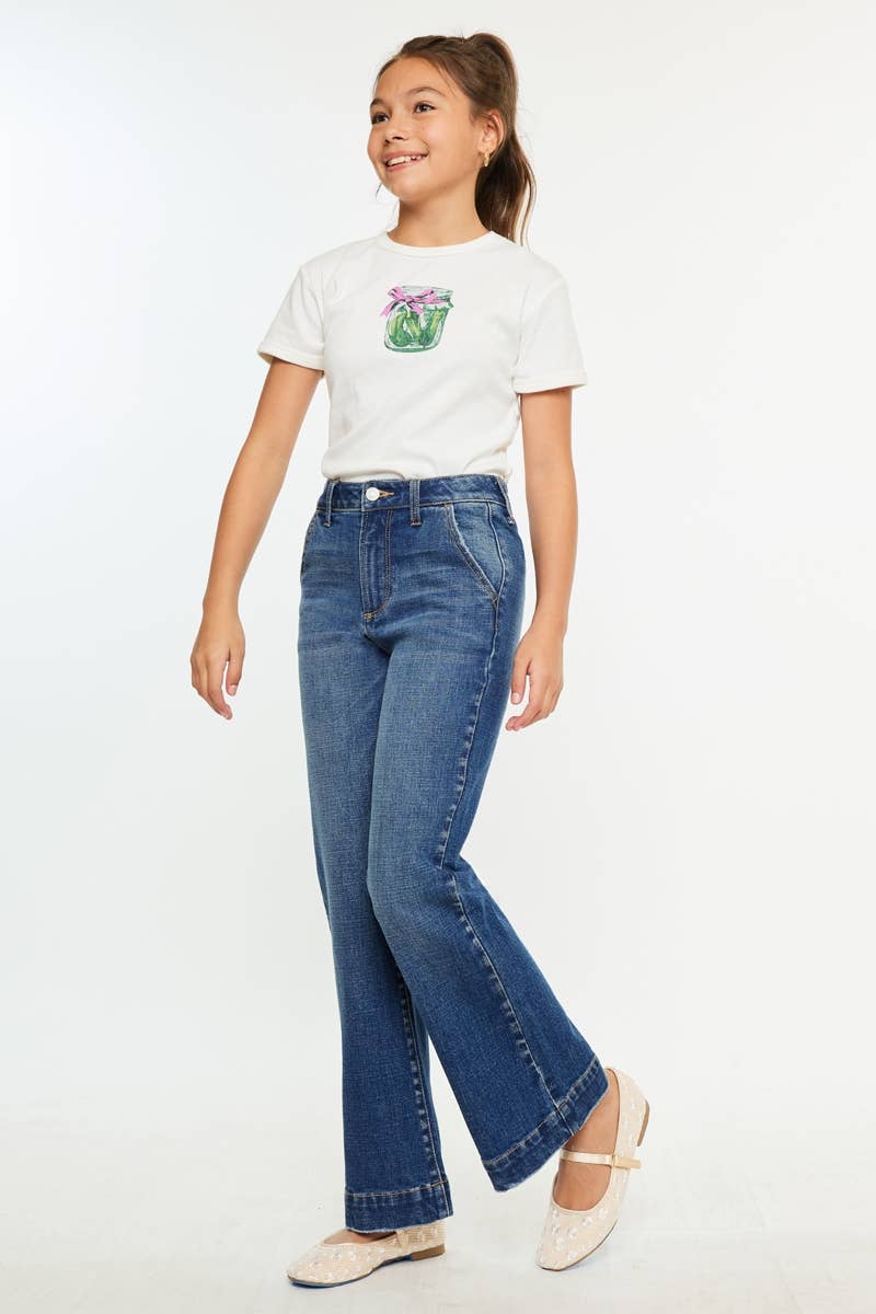 YOUTH OPEN PACK HIGH RISE TROUSERS WIDE LEG JEANS-YC7127M