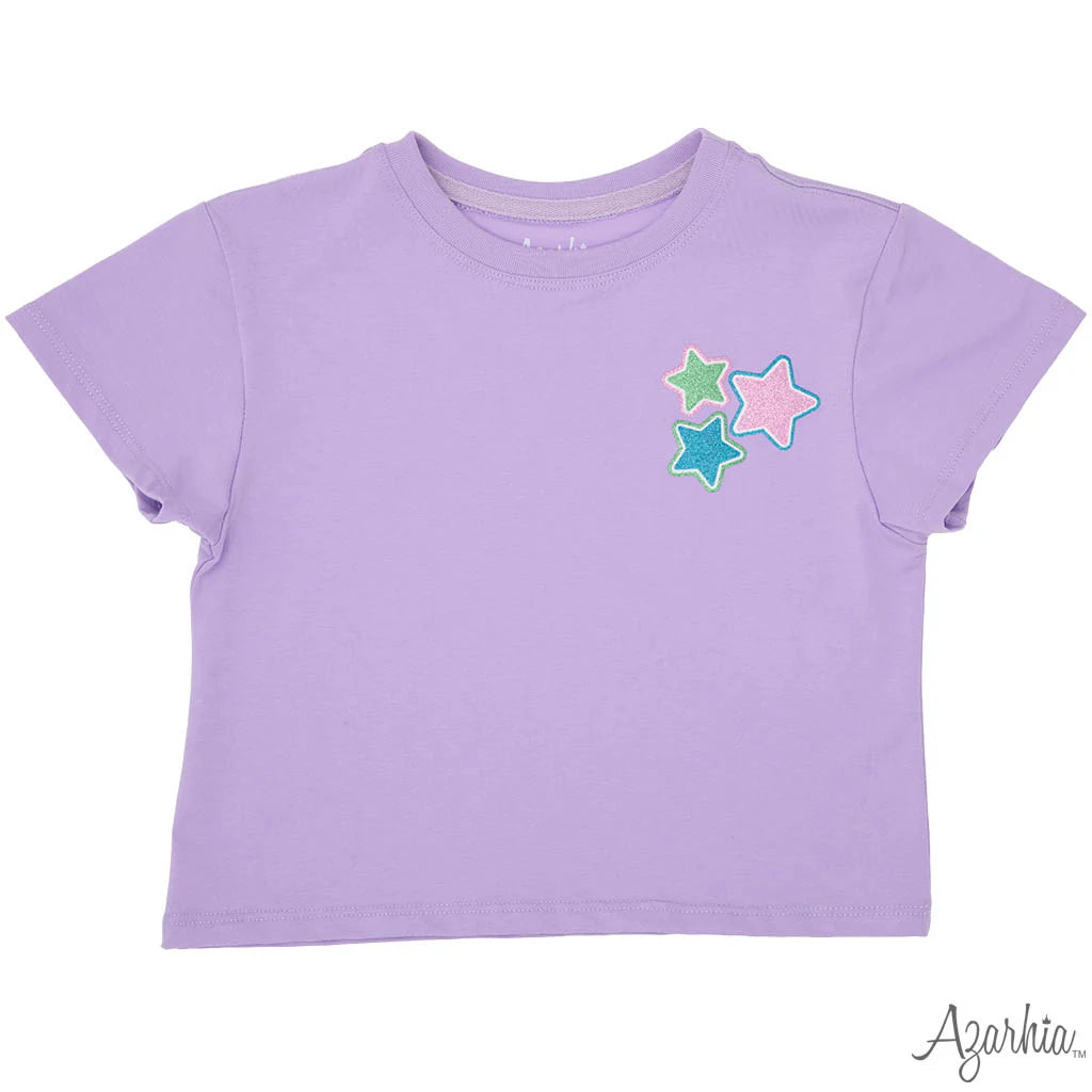 Glitter Stars Lavender Boxy Top