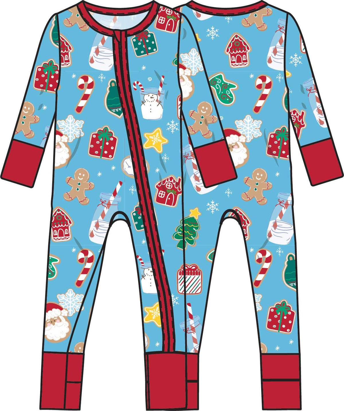 SoftSnooze™ Baby Bamboo Viscose Christmas Cookie Crew Convertible One Piece Footie Pajama