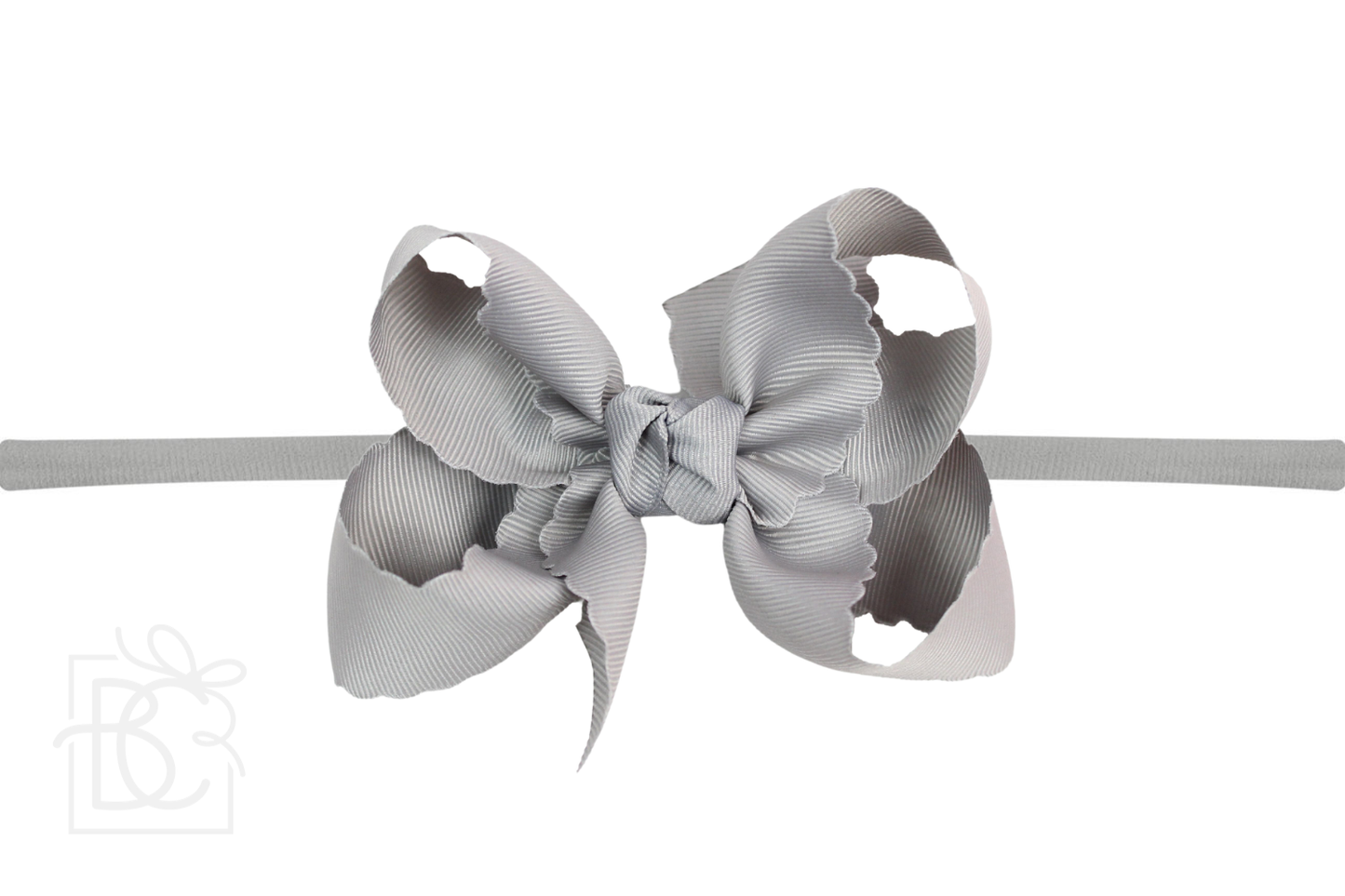 1/4" Nylon Pantyhose Headband w/ Scalloped Edge Bow