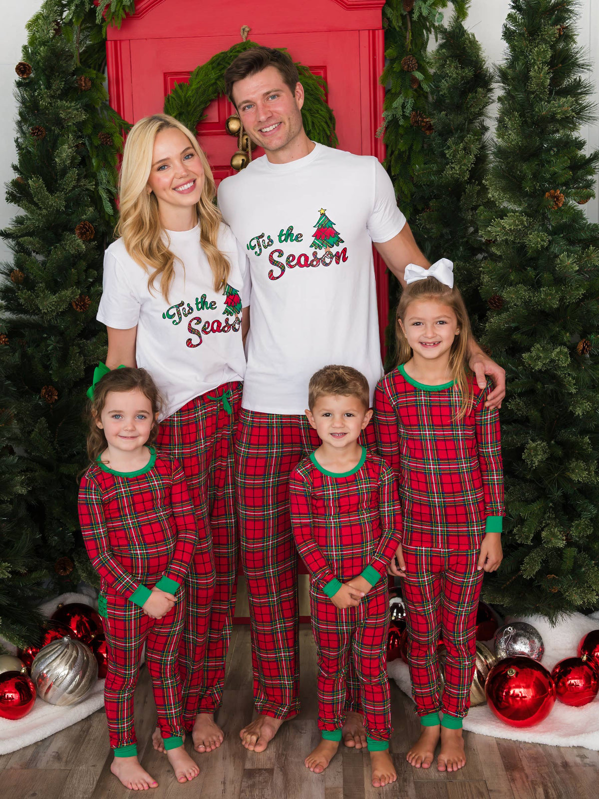 SoftSnooze™ Kids Bamboo Viscose Red Nicholas Plaid Long Sleeve Pajama Set