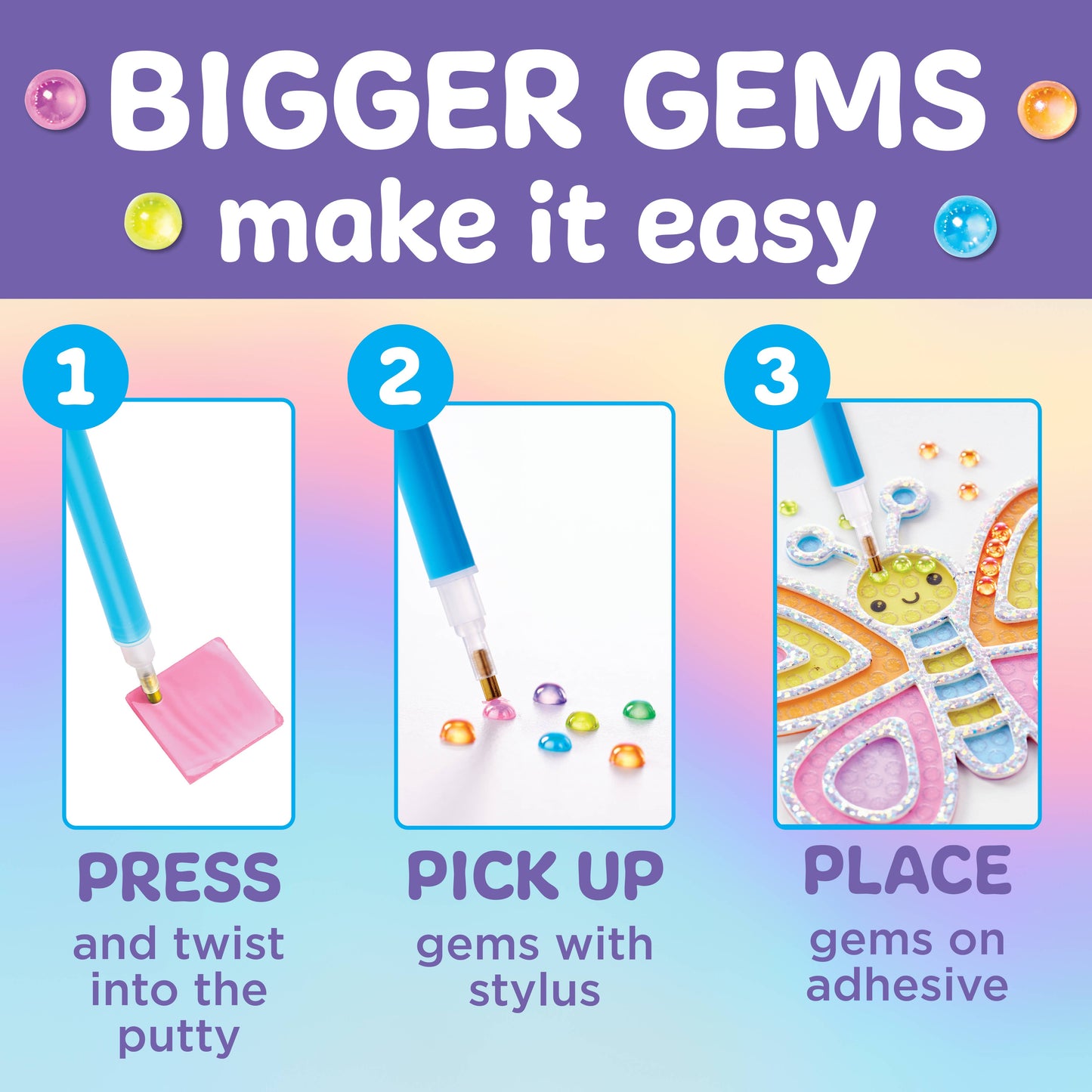 Bubble Gems Super Sticker Diamond Painting Kits for Kids