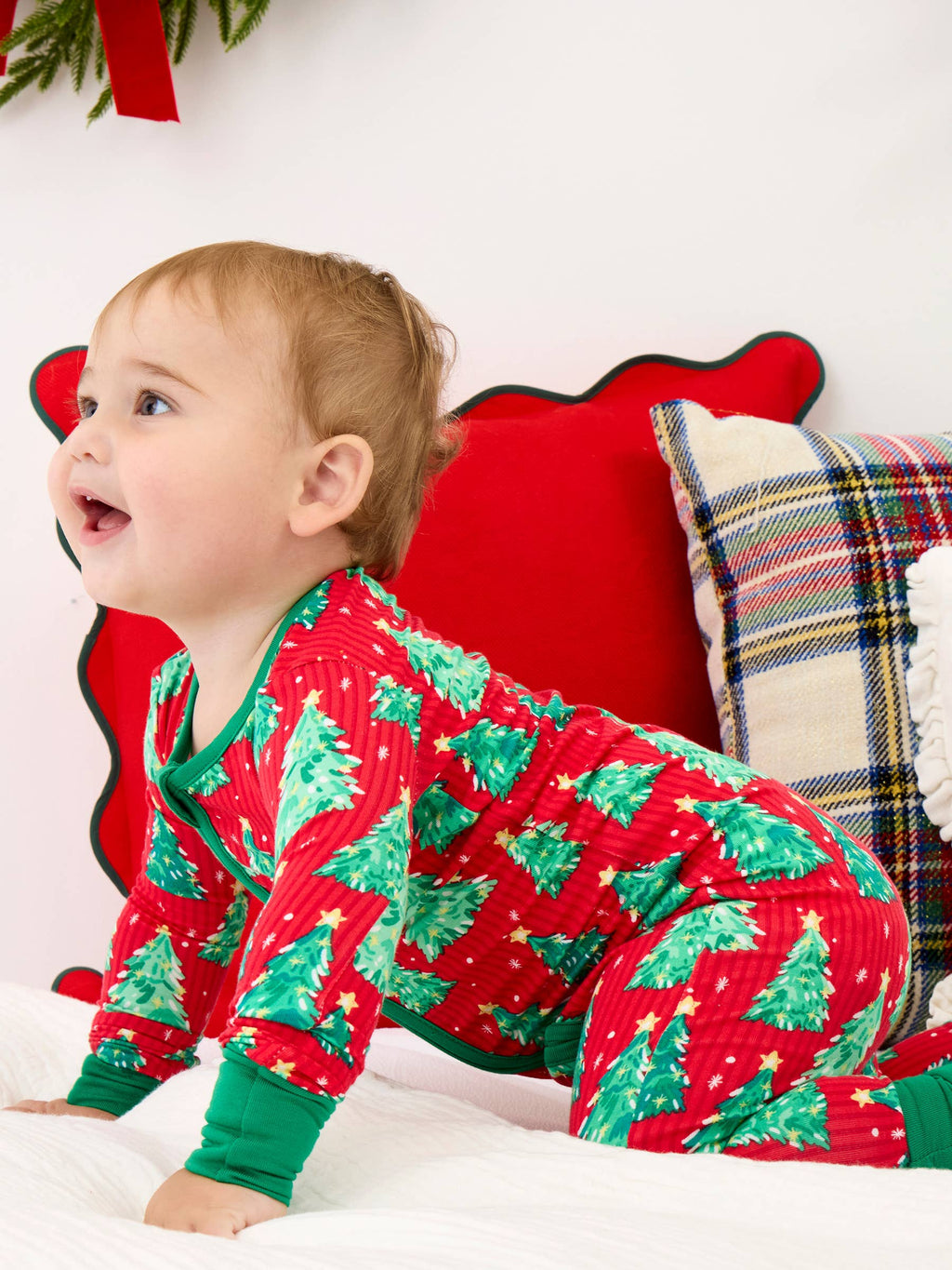 SoftSnooze™ Baby Bamboo Viscose O Christmas Tree Convertible One Piece Footie Pajama