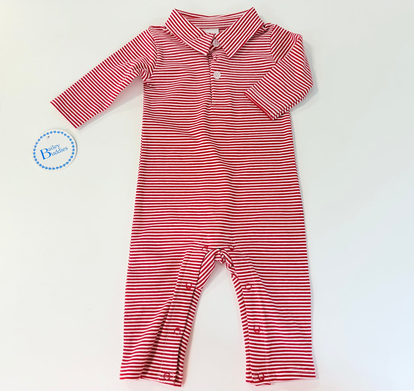 Red striped knit play suit
