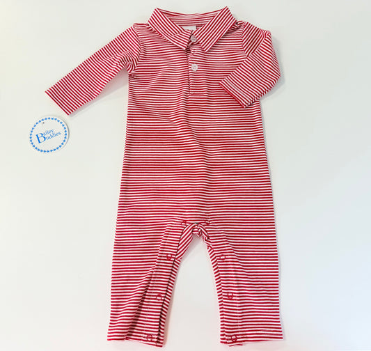 Red striped knit play suit