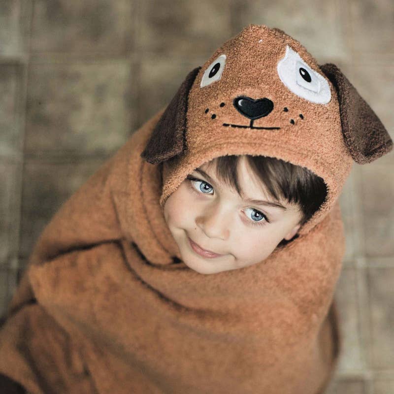 Dog hooded towel for toddlers ages 2 to 8 years old