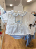 Smocked train bloomer set