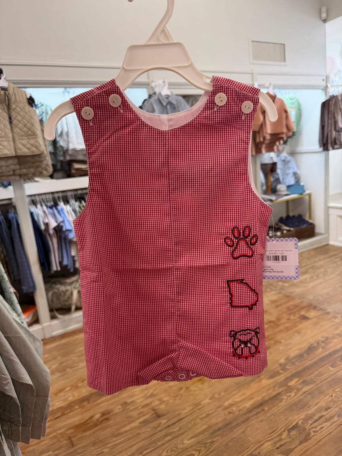 Red and black game day shortall