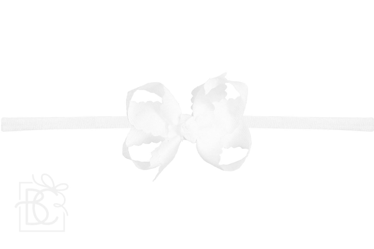 1/4" Nylon Pantyhose Headband w/ Scalloped Edge Bow