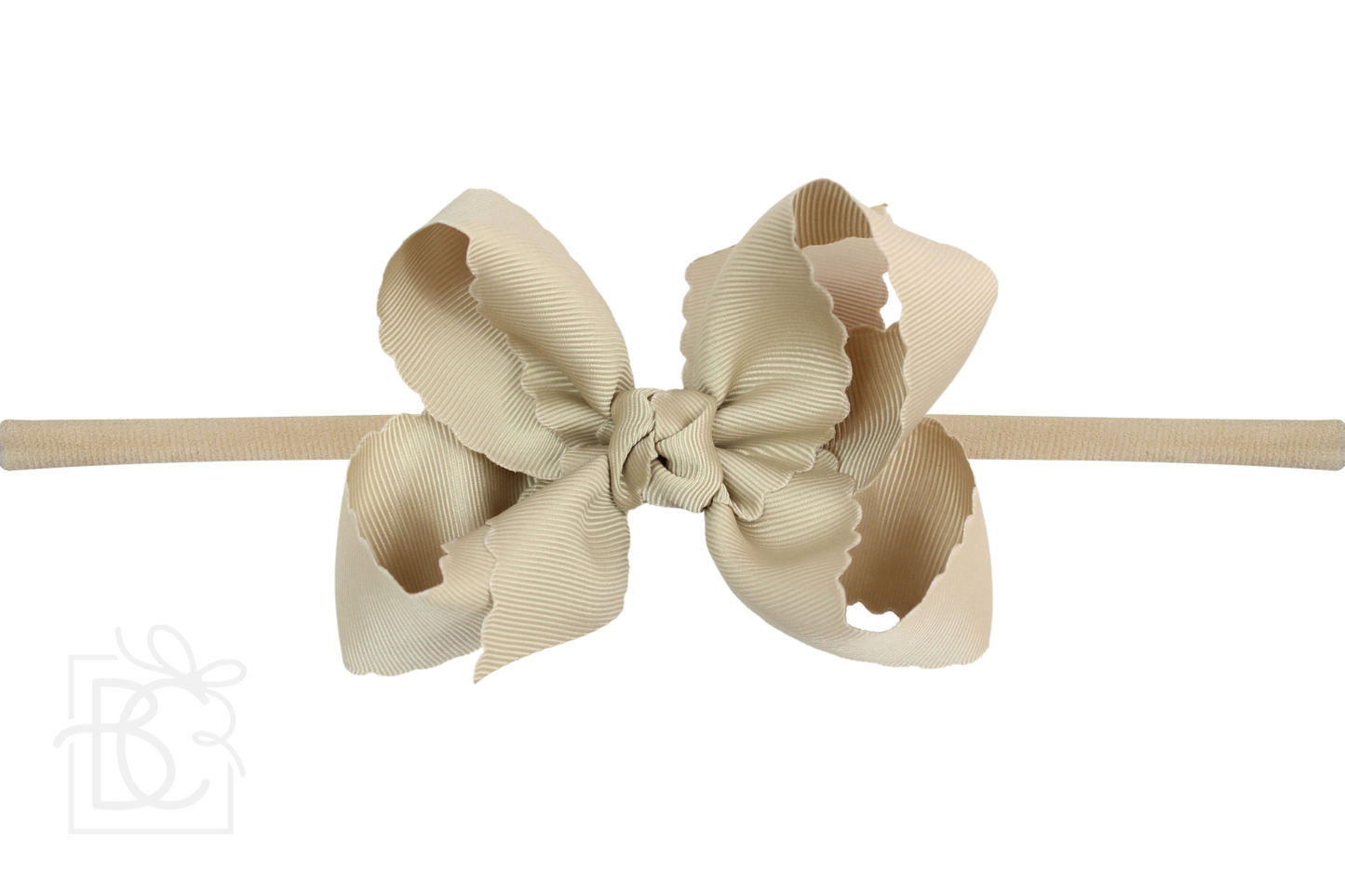 1/4" Nylon Pantyhose Headband w/ Scalloped Edge Bow