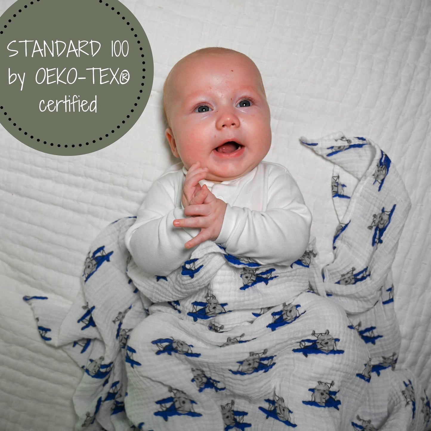 Baby Muslin Swaddle Blanket 47x47 Up, Up, Up and Away