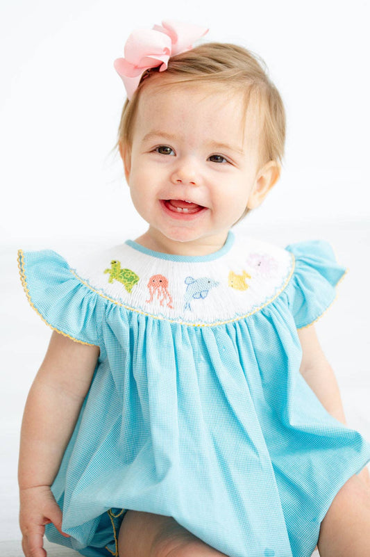 Sea Animals Smocked Birdie Bubble