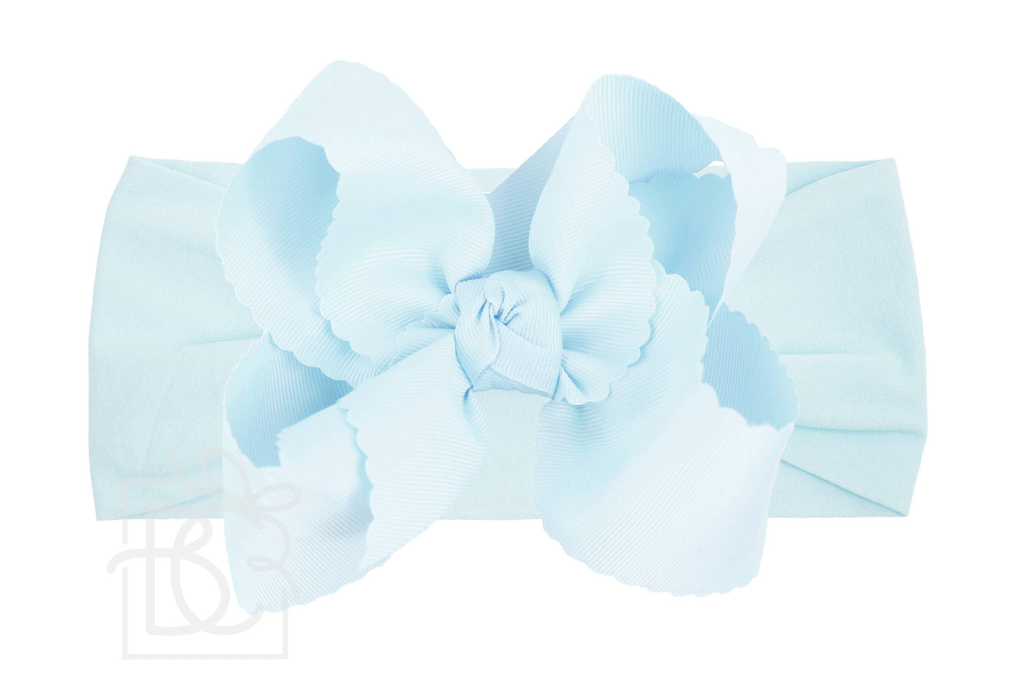 WIDE PANTYHOSE HEADBAND W/ 5.5" XL SCALLOPED EDGE BOW