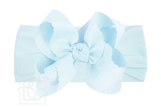 WIDE PANTYHOSE HEADBAND W/ 5.5" XL SCALLOPED EDGE BOW
