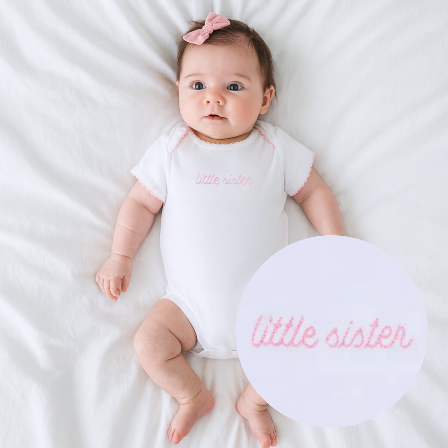Little Sister Embroidered Short Sleeve Bodysuit