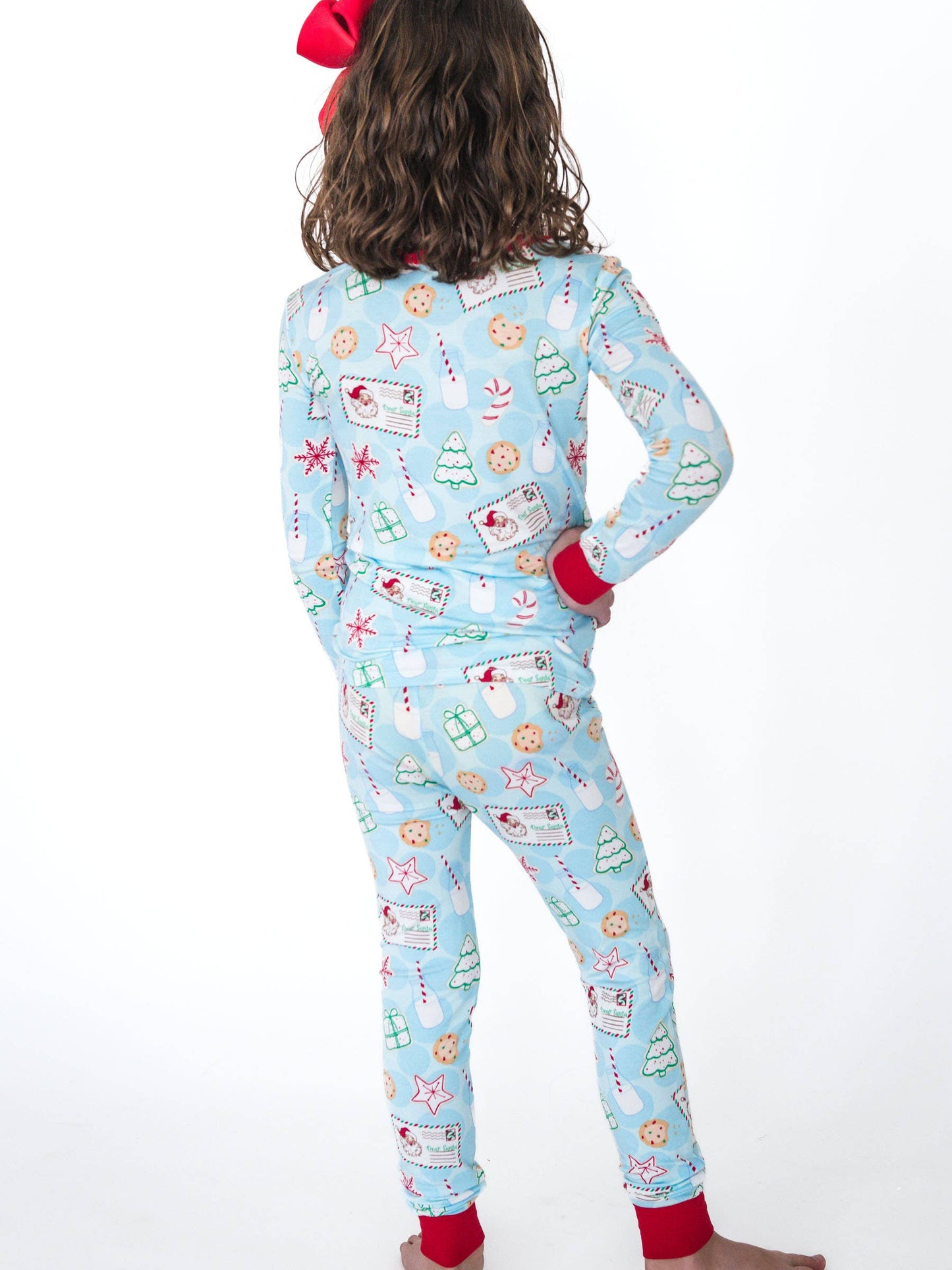 SoftSnooze™ Girls Bamboo Viscose Santa Sweets Ruffle Long Sleeve Pajama Set