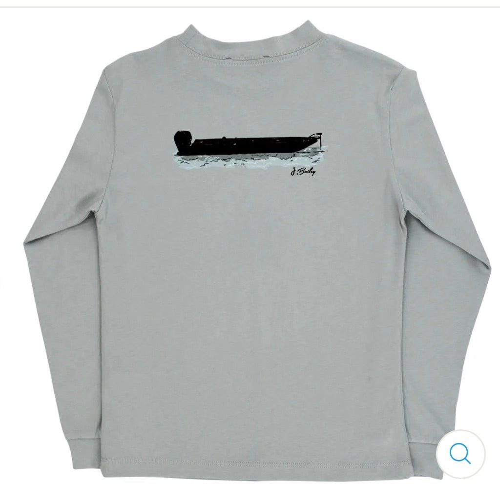 Jon boat L/S moss tee