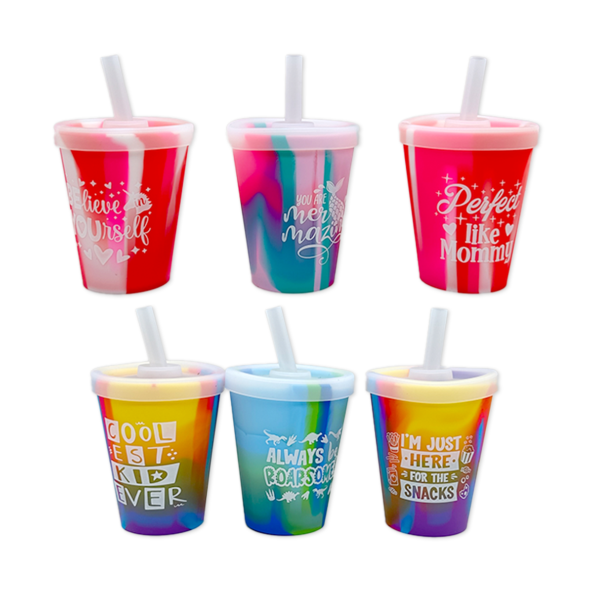 Silicone 8oz Kids Toddler Kiddo Super Cups- 6/Display