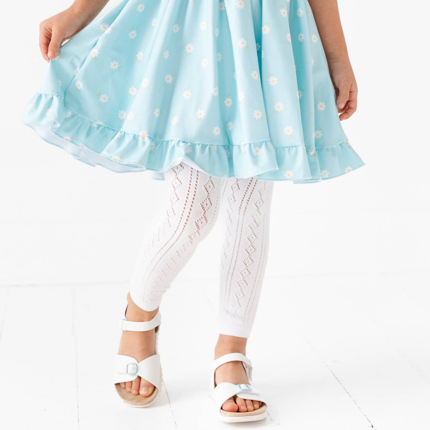 White Fancy Knit Footless Tights