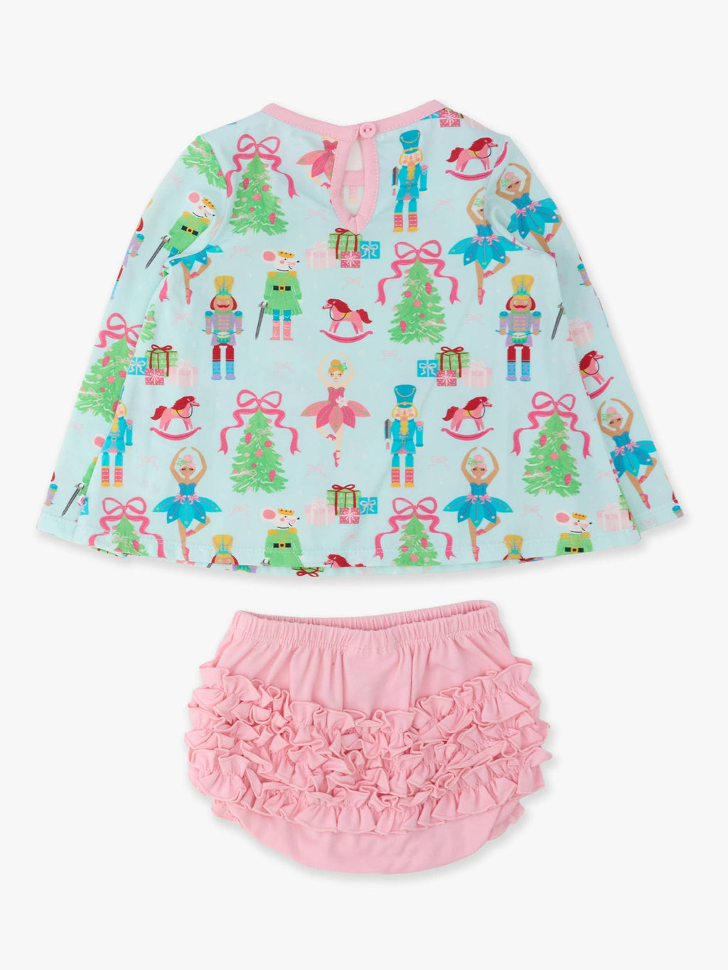 Baby Girls Nutcracker Christmas Wishes Knit Long Sleeve Applique Pocket Swing Top & Ruffle Bloomer Set