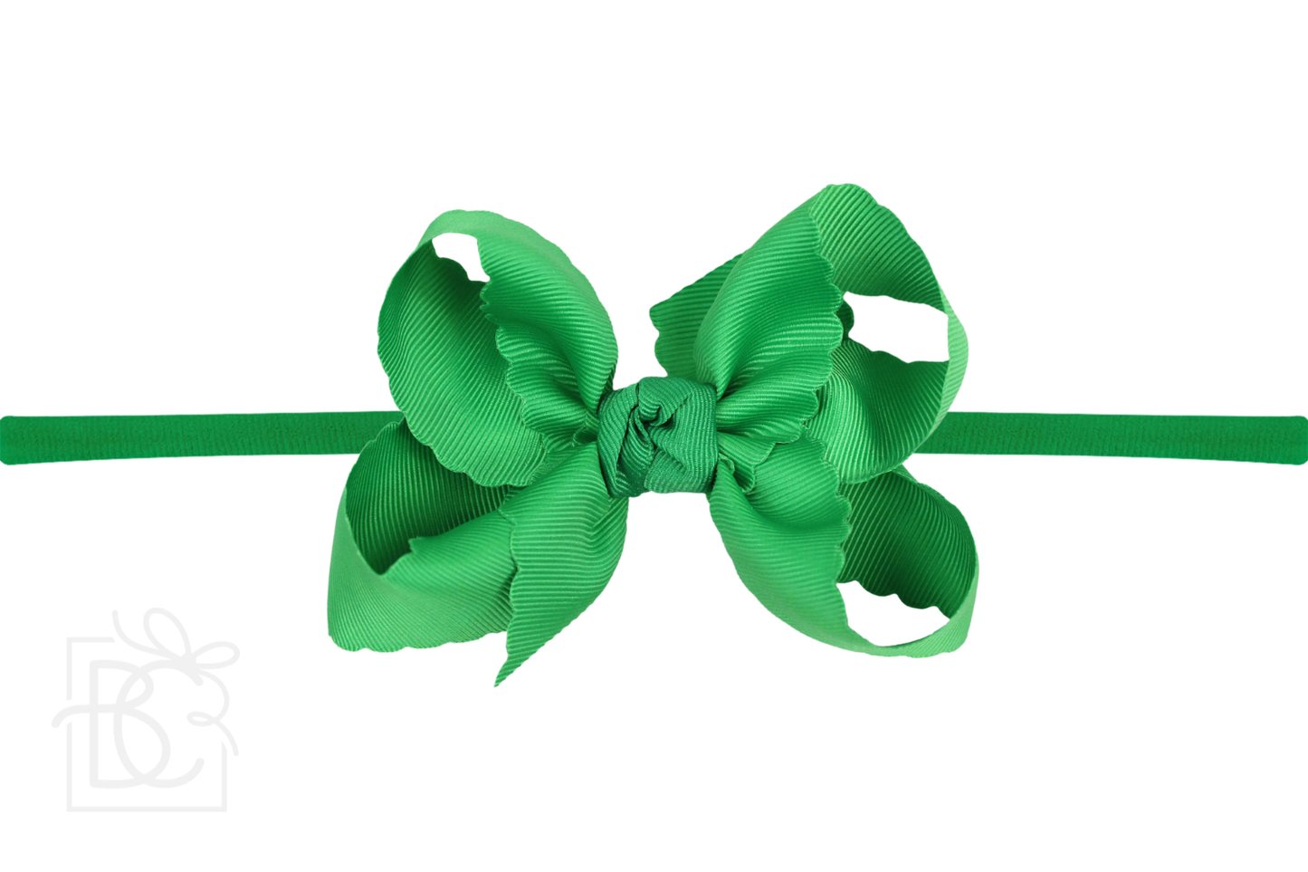 1/4" Nylon Pantyhose Headband w/ Scalloped Edge Bow