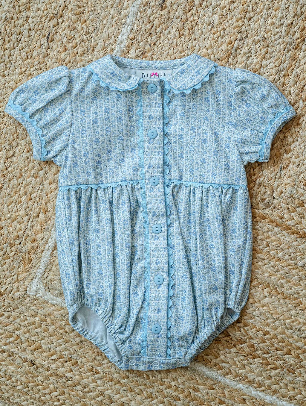 Blue Floral Front Button Bubble