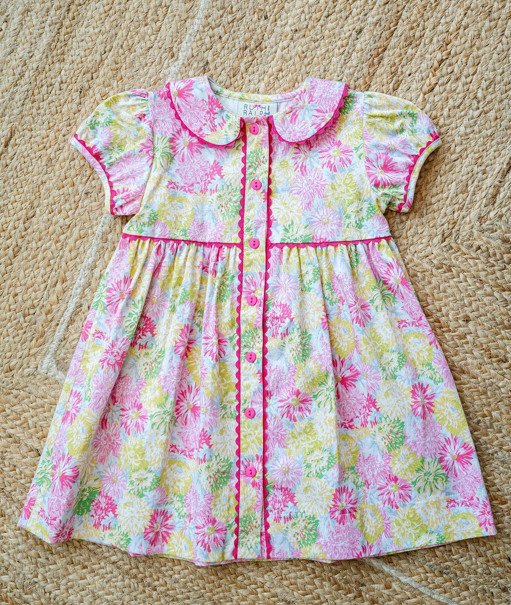 Colorful Floral Front Button Dress