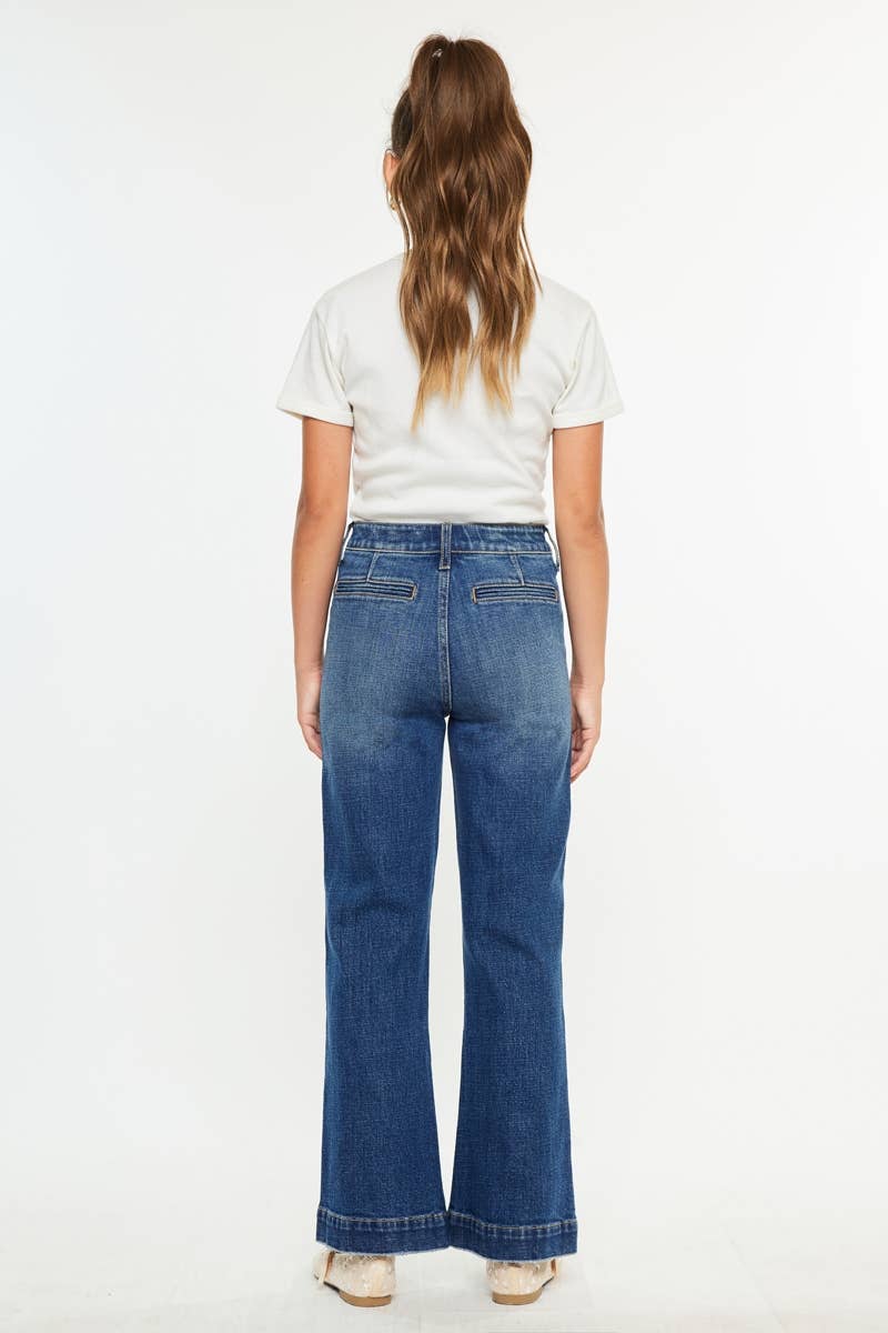 YOUTH OPEN PACK HIGH RISE TROUSERS WIDE LEG JEANS-YC7127M