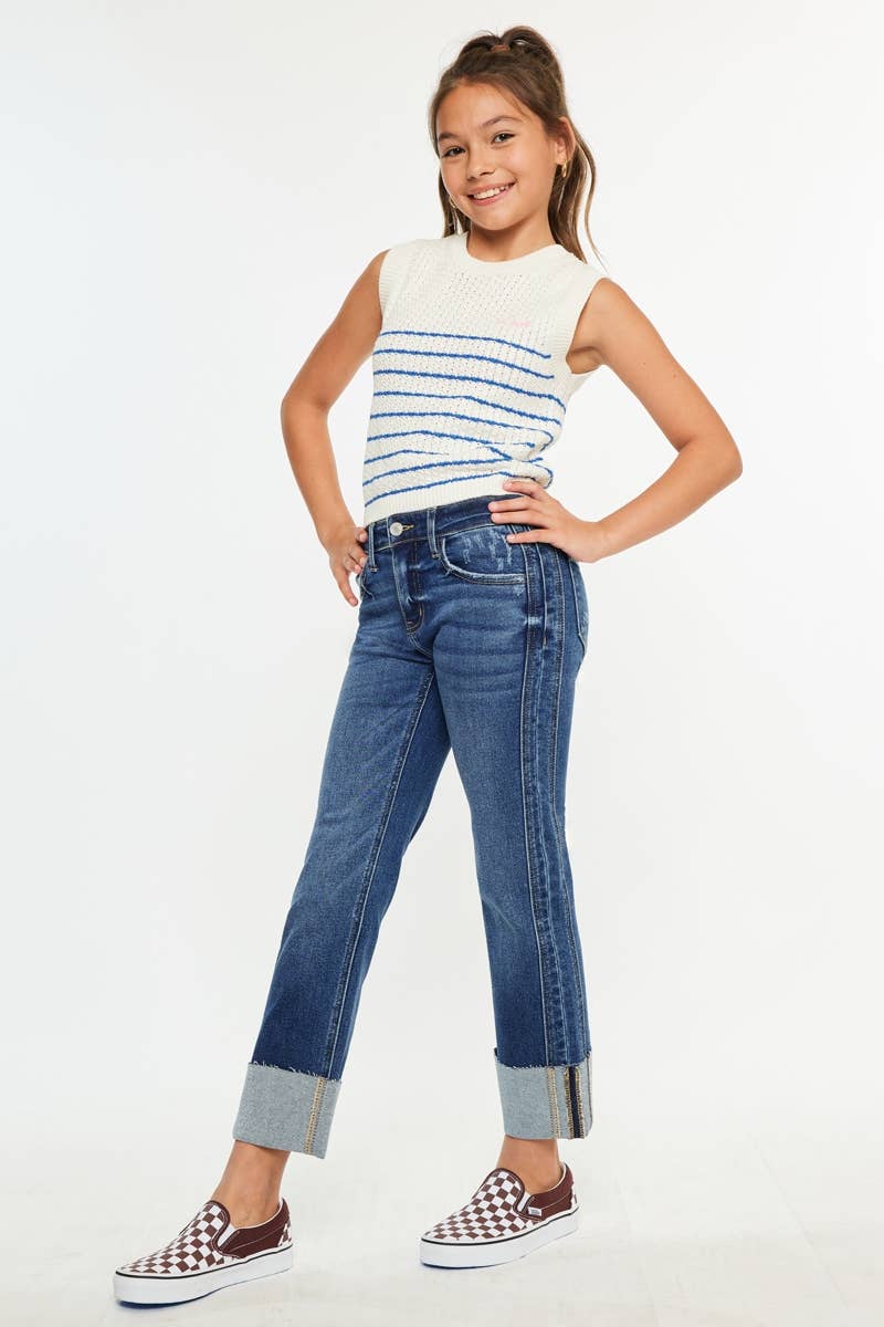 YOUTH MID RISE CROP STRAIGHT-YC7478D