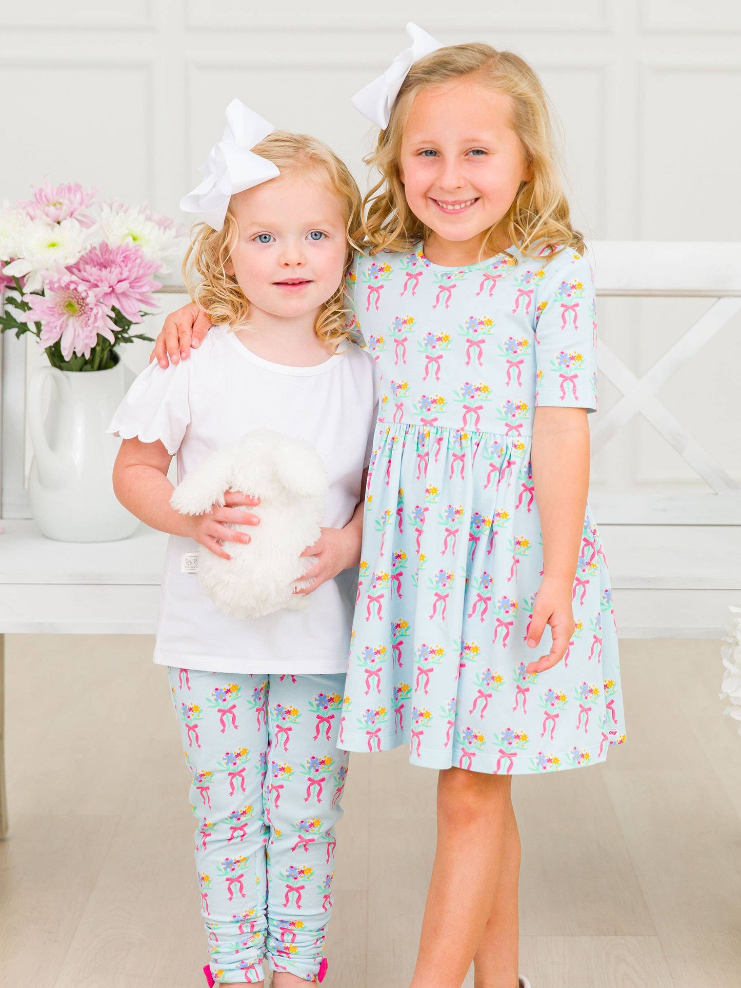 Girls Bows and Bouquets Short Sleeve Knit Twirl Dress