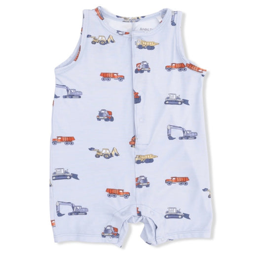 Construction Vehicle Sleeveless Romper