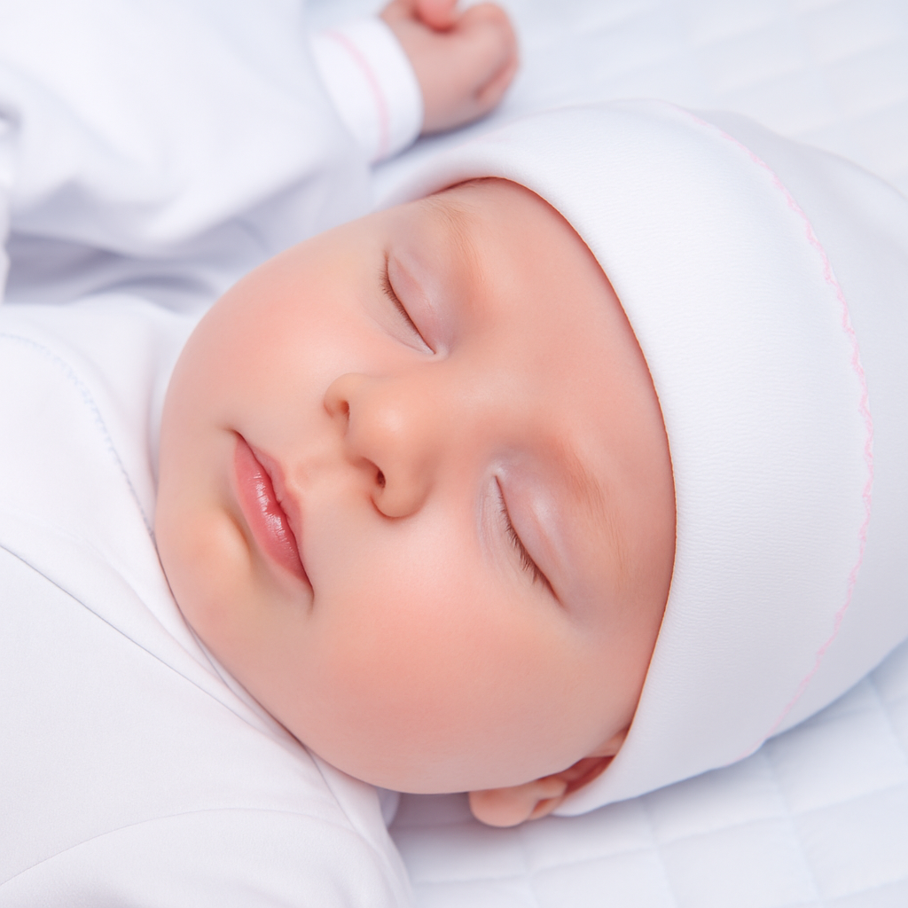 Essentials White Hat with Pink Trim