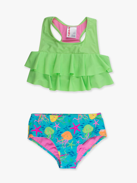 Tween Girls Neon Jelly Time Flounce Bikini 2-Piece Swimsuit