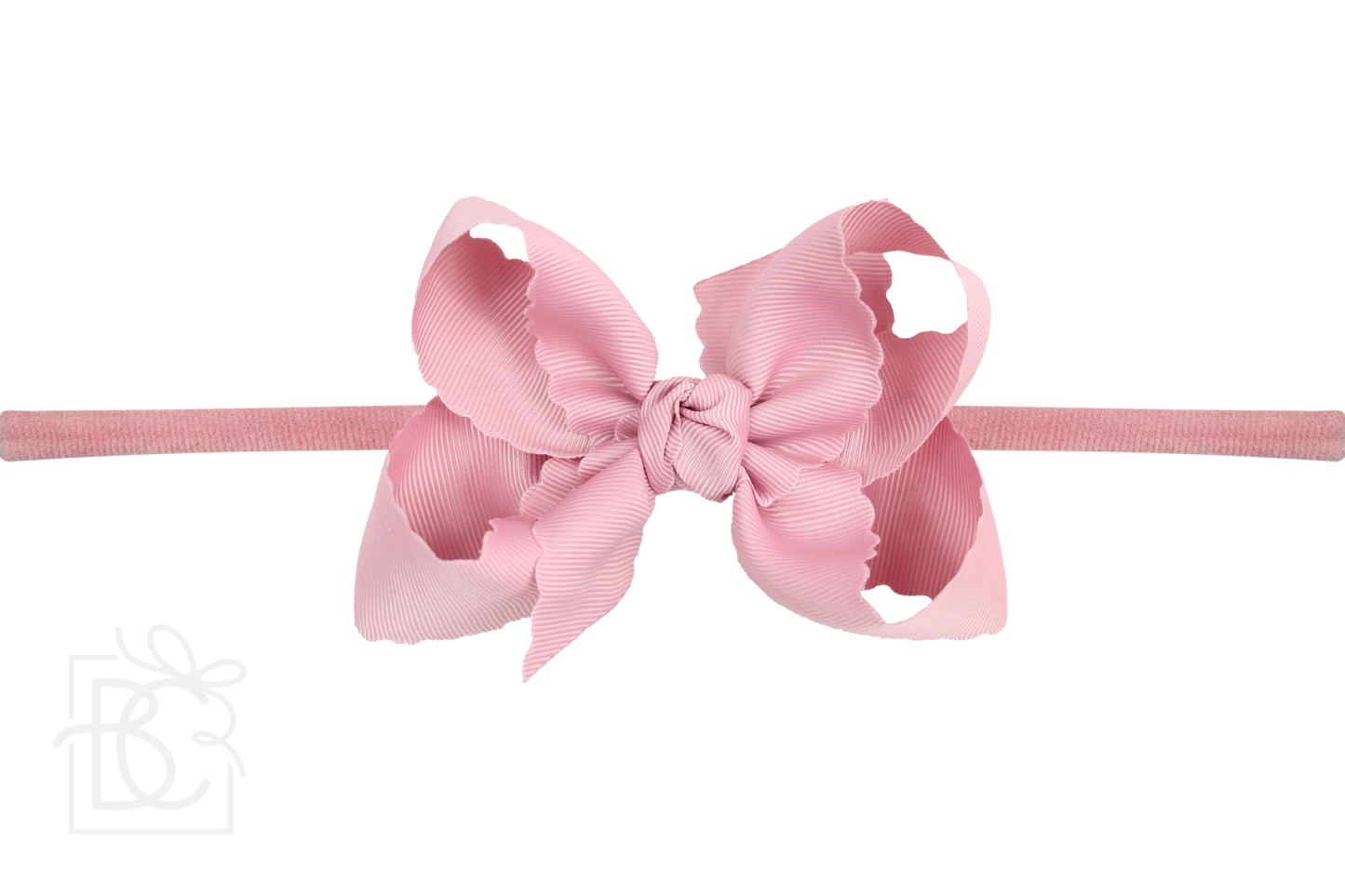 1/4" Nylon Pantyhose Headband w/ Scalloped Edge Bow