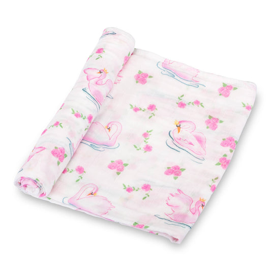 Baby Muslin Swaddle Blanket 47x47 Swan Soirée