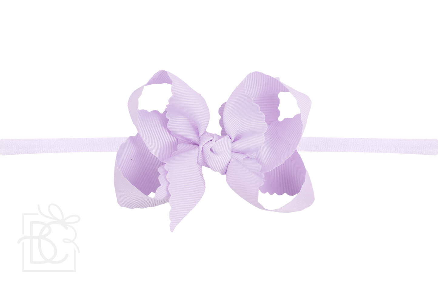 1/4" Nylon Pantyhose Headband w/ Scalloped Edge Bow