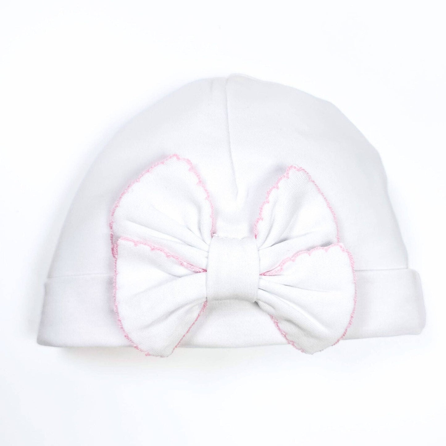 Essentials Solid Bow Hat - White Pink