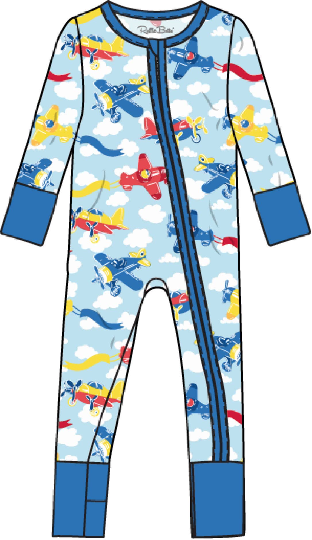 SoftSnooze™ Baby Bamboo Viscose Plane Parade Convertible One Piece Footie Pajama