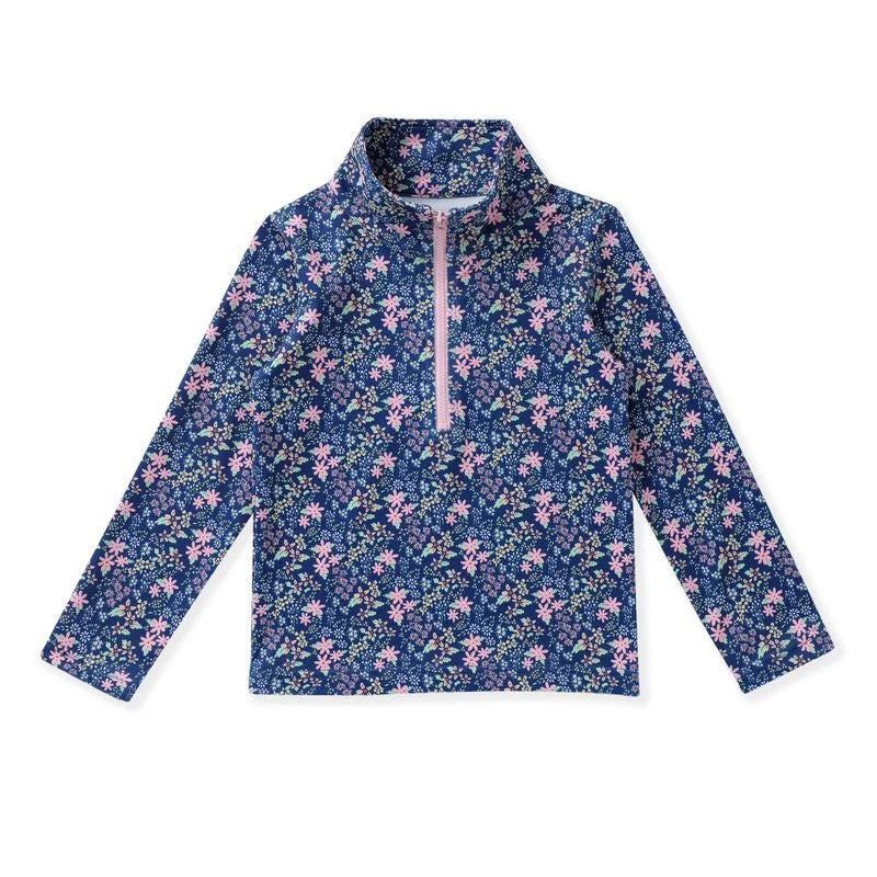 NAVY DITSY FLORAL PULL OVER TOP