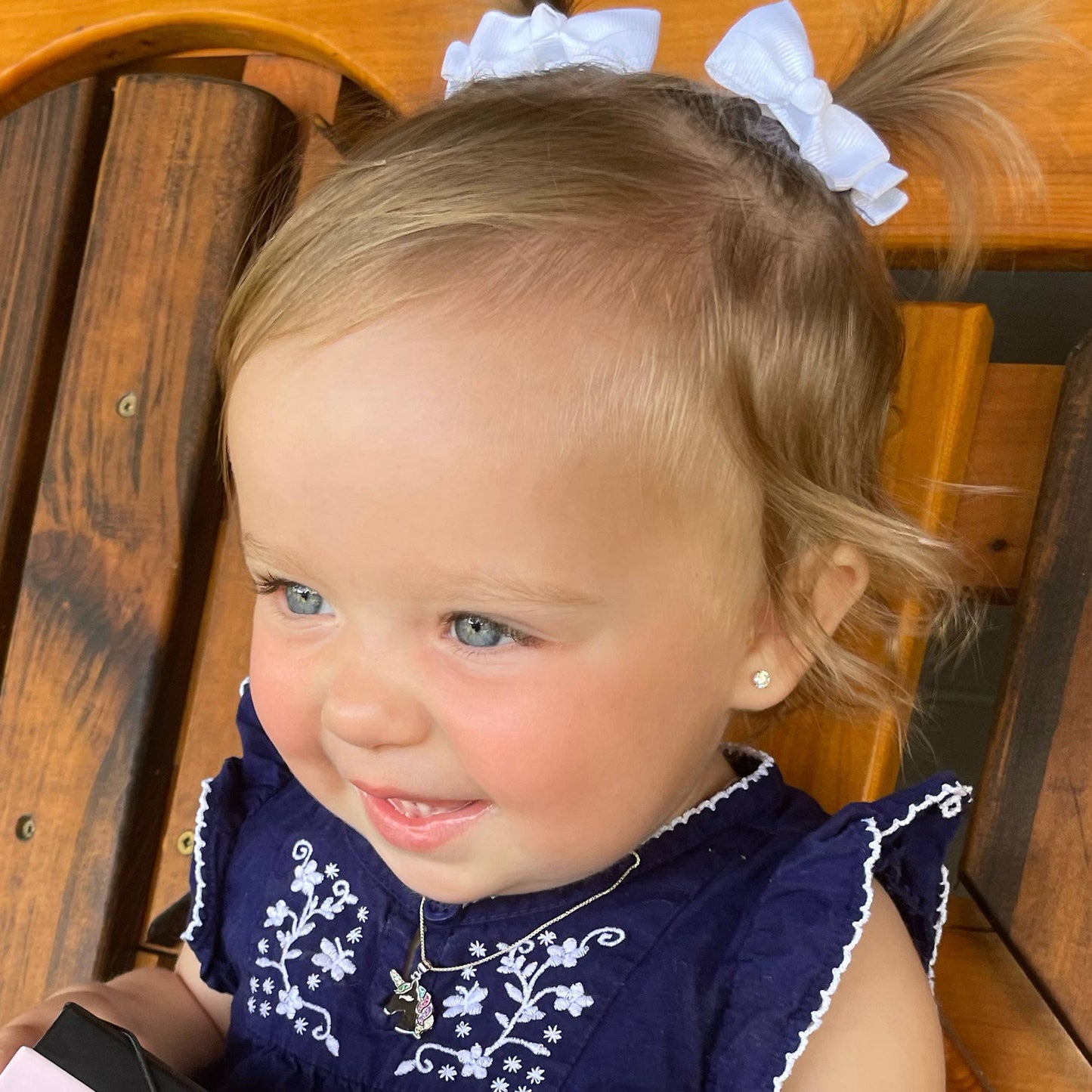 Sterling Silver Clear CZ Stud Earrings for Baby and Children