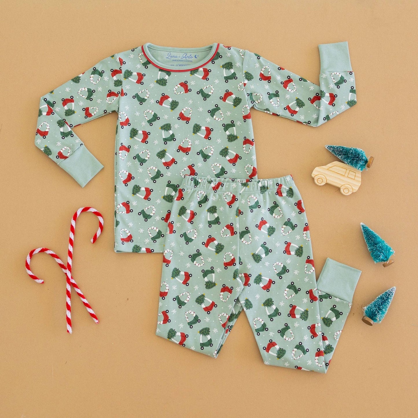 Deck the Wheels Long Pajamas