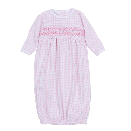 Peek-A-Boo Wishes Smocked Gathered Gown - Pink