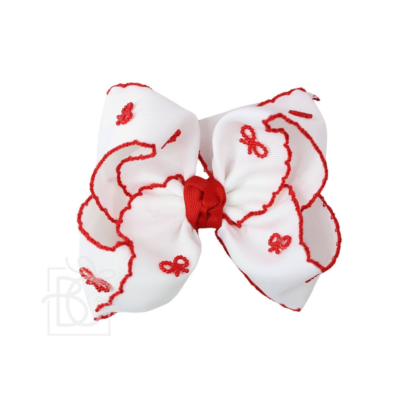 CROCHET EDGE BOW WITH PEARL EMBELLISHED BOWS