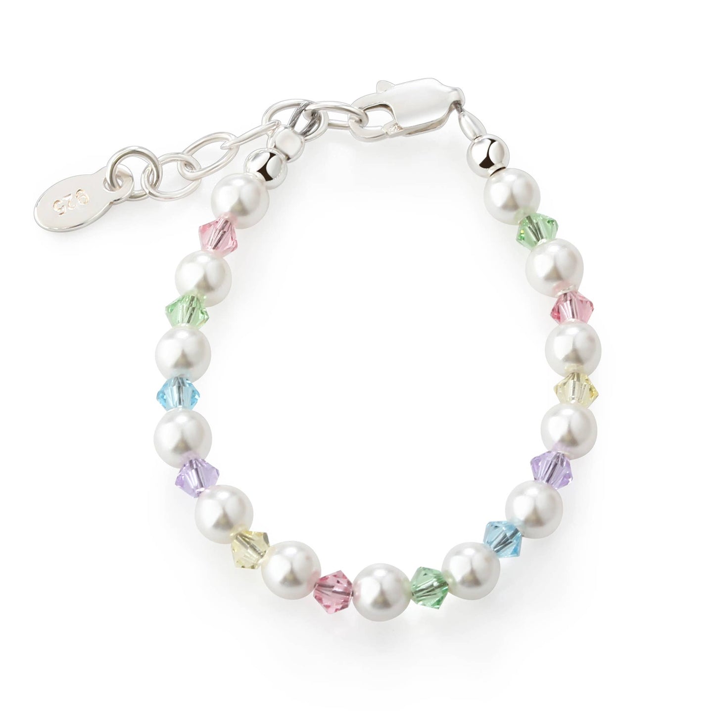 Sterling Silver Multi Crystal Pearl Baby & Kids Bracelet